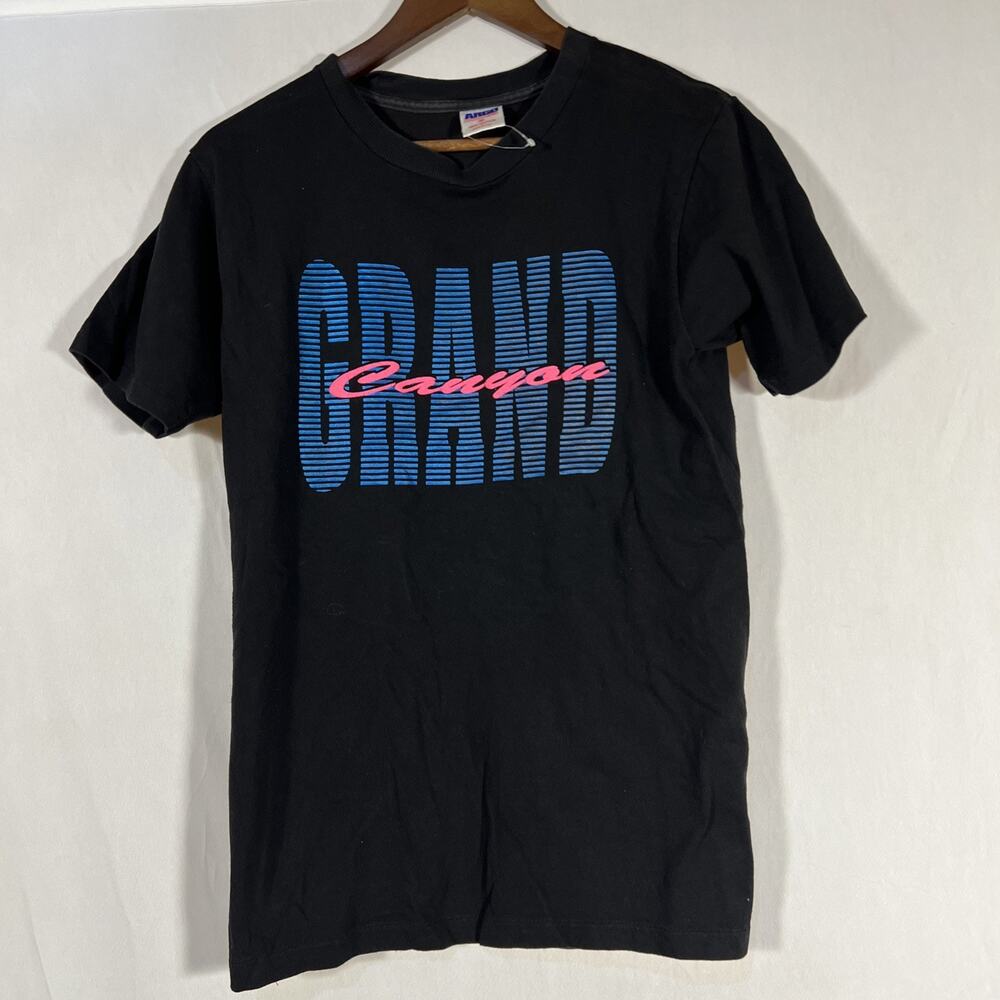 Vintage Grand Canyon T-Shirt Mens Medium Argo Sport USA Black Neon Graphic NWOT